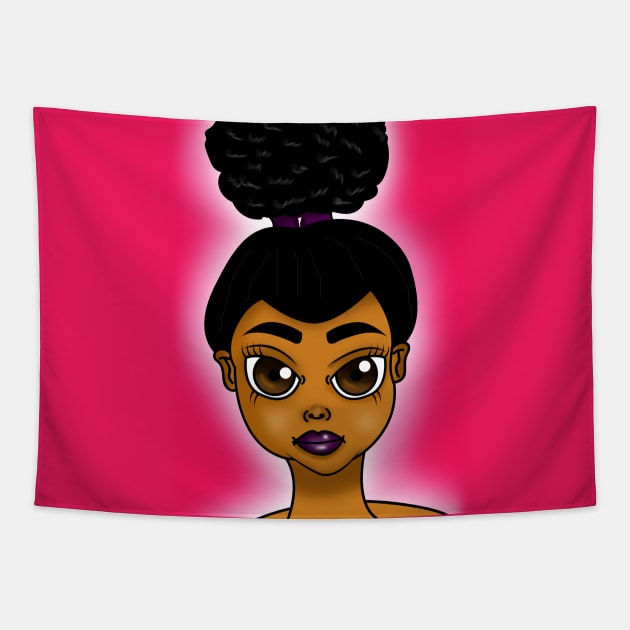 Brown skin girl digital art Tapestry by Spinkly Creations 