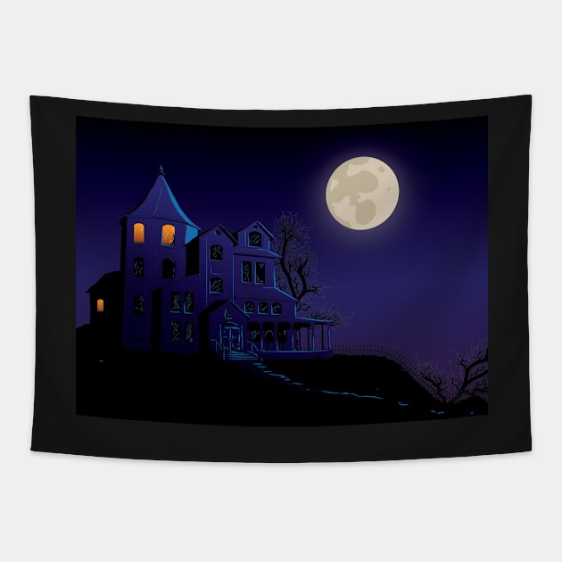 Haunted House Tapestry by Qspark