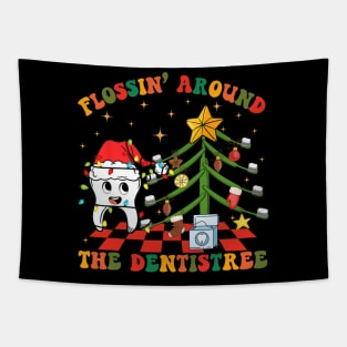 Flossing Around The Dentistree Funny Xmas Dental Hygienist Tapestry