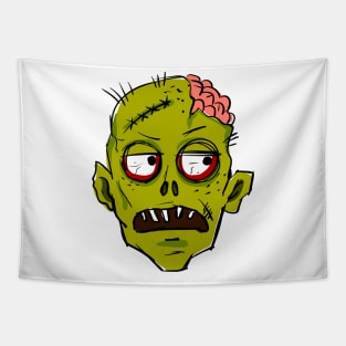 Bored zombie face, illustration Tapestry