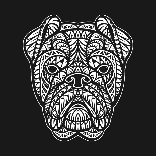 English Bulldog Tribal by Barabarbar artwork