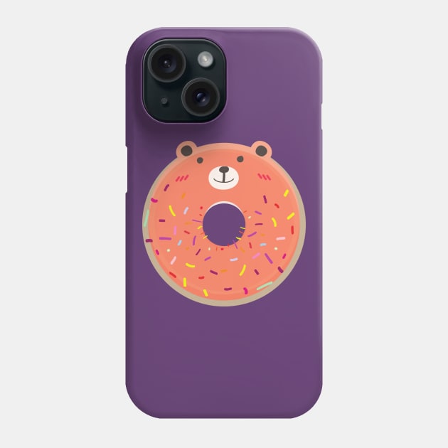 Orange Bear Cute Donut Phone Case by InkyArt