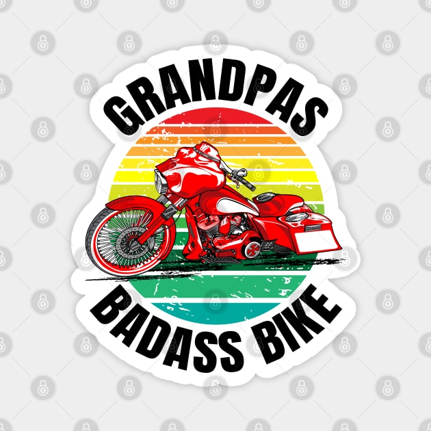 Grandpas badass bike, biker grandpas, coolest grandpas, red bagger Magnet by Lekrock Shop