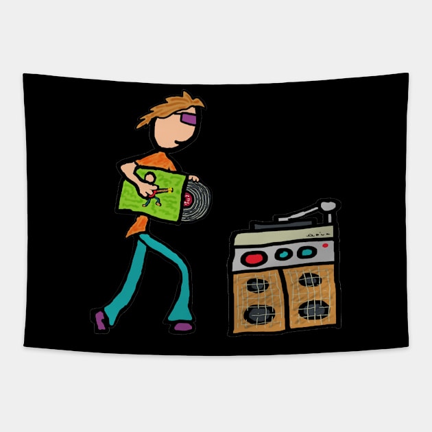 Vinyl Record Collector Tapestry by Mark Ewbie