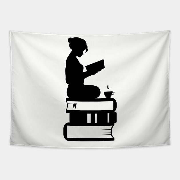 girl on books Tapestry by Mstudio