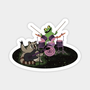 Rock and Roll frog and raccoon Magnet
