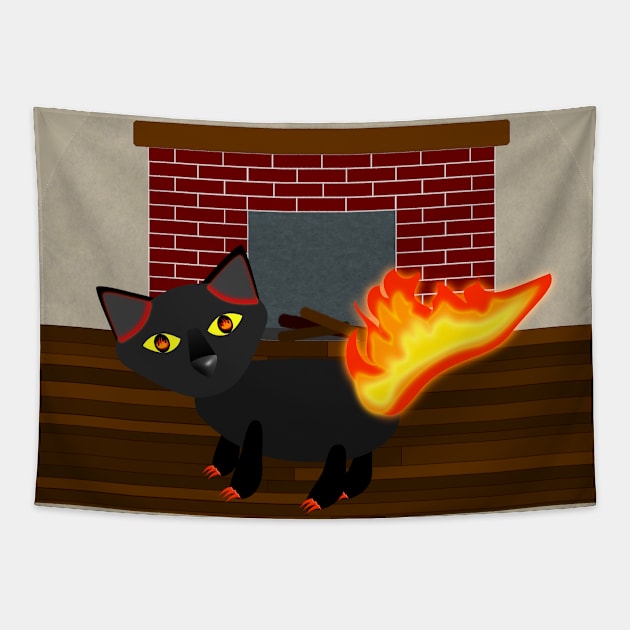 Fire Cat Tapestry by hannahjgb