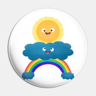 Cute happy sun cloud rainbow cartoon Pin