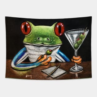 "Martini Frog" - Frogs After Five collection Tapestry