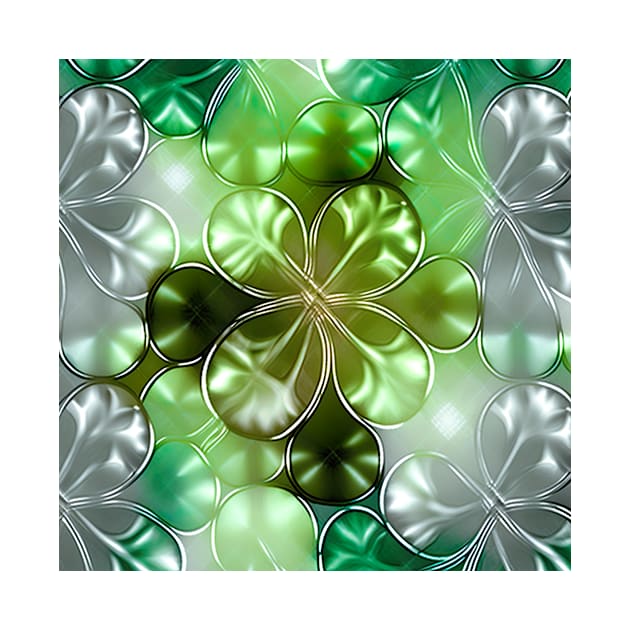 Saint Patrick's day shamrock shiny abstract floral pattern by UmagineArts