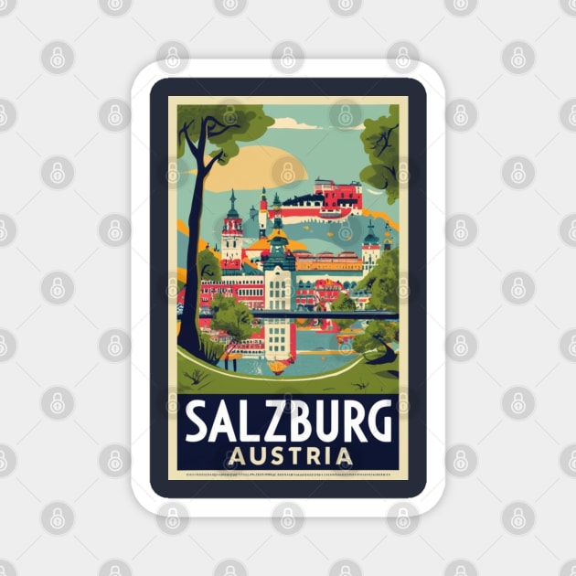 A Vintage Travel Art of Salzburg - Austria Magnet by goodoldvintage