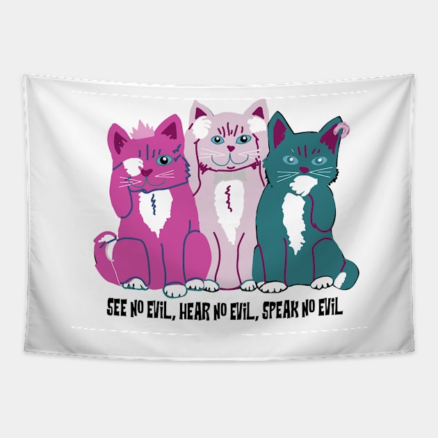 Three Wise Kittens Tapestry by MGphotoart