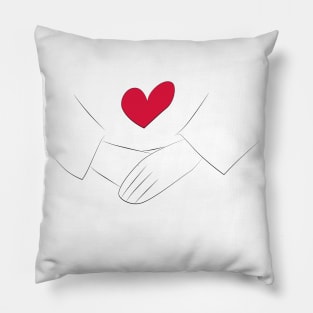 Hand in hand with heart Pillow