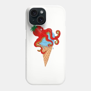 Strawberry ice cream, octopus, ice cream and summer Phone Case