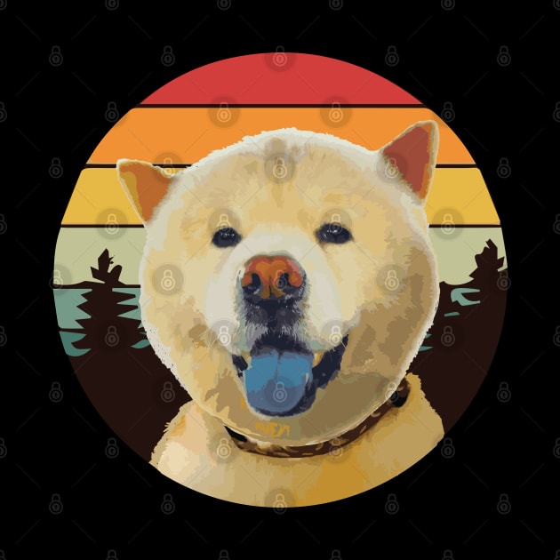 chow chow DOG FOREST RETRO PINE SUNSET by cowtown_cowboy