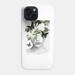 Woman With Flowers and Butterflies 3 Phone Case