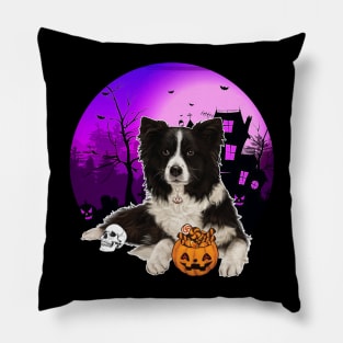 Happy Halloween Border Collie Dogs Halloween Gift Pillow