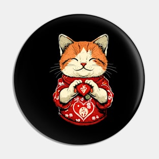 Cute Maneki Neko Cat | Lucky Charm Pin