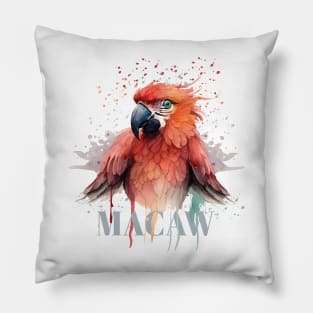 Watercolor Scarlet Macaw Pillow