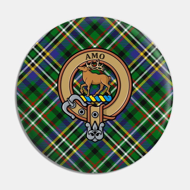 Clan Scott Crest over Green Tartan Pin by sifis