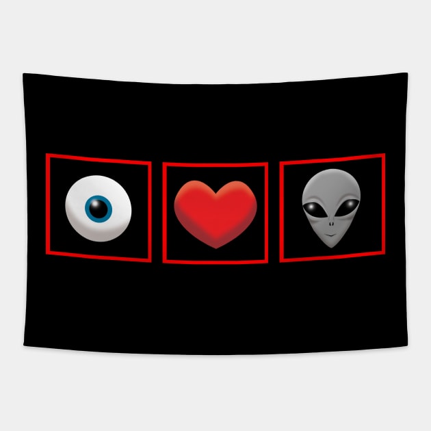 I Heart Aliens Tapestry by Wickedcartoons