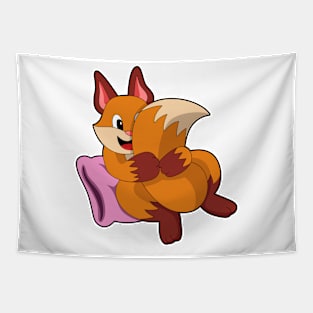 Fox at Sleeping with Pillow Tapestry