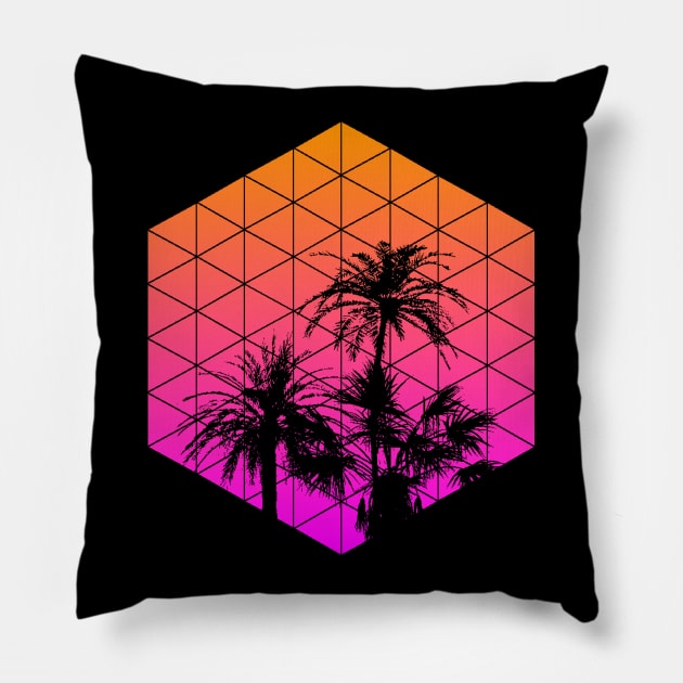 Miami 80s Grid Pillow by ArtEnceladus