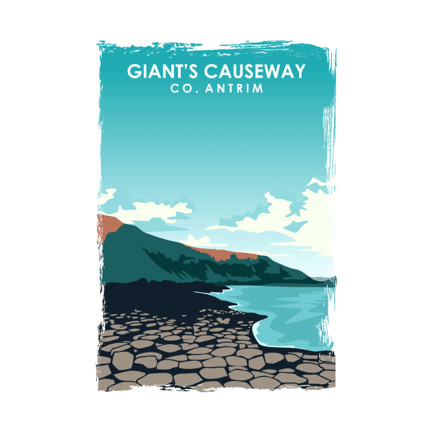 Giant's Causeway Northern Ireland Travel Poster by jornvanhezik