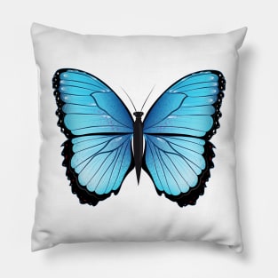 blue butterfly hand drawn and colored Pillow