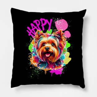 A colorful Yorkshire terrier Pillow