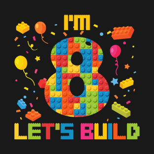 8th Birthday Building Block B-day Boy Gift For Boys Kids T-Shirt