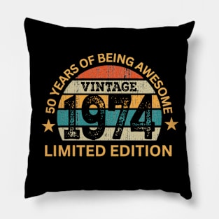 50th Birthday Gift, Made in 1974 Vintage, 50 years old birthday Pillow