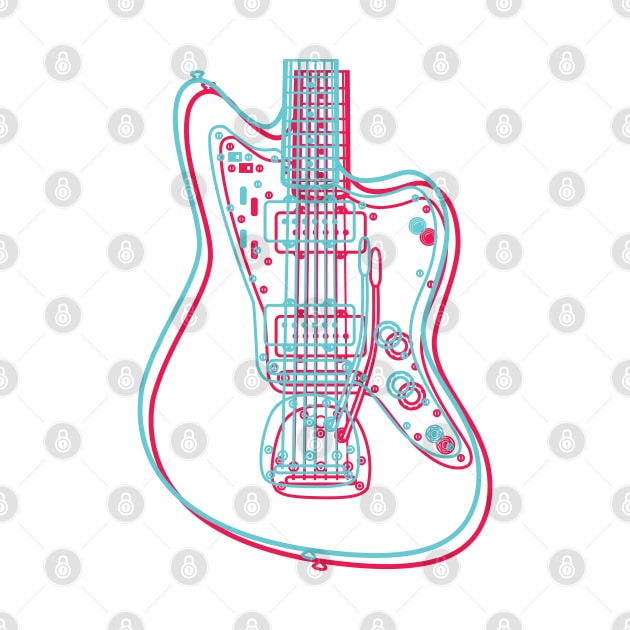 3D Offset Style Electric Guitar Body Outline by nightsworthy