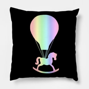 Pastel Rocking Horse Hot Air Balloon Pillow