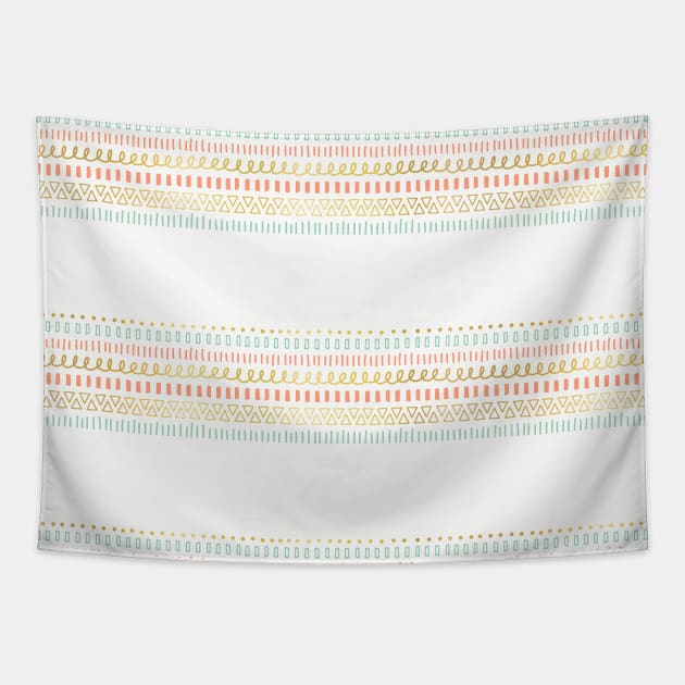 Boho Gilded Doodle Stripes Tapestry by Sandra Hutter Designs