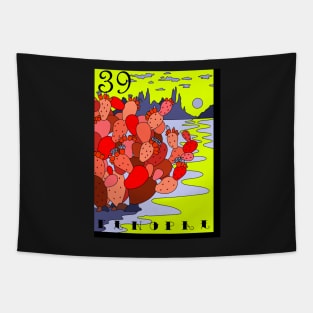 Retro Neon El Nopal Loteria Card Tapestry