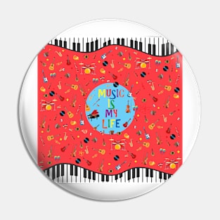 Music is my life (color sandía) Pin