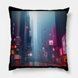 Cyberpunk City View Poster Pillow