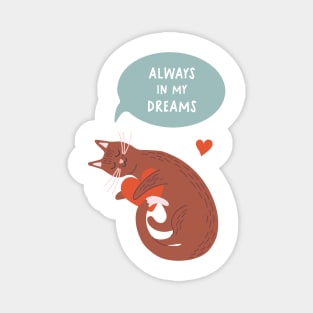 Cute romantic illustration with cat, hearts and declaration of love Magnet