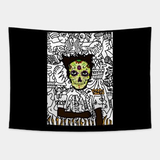 Kilt: A Striking NFT with MaleMask, MexicanEye Color, and DarkSkin Color" - DarkItem and Doodle Art Galore Tapestry