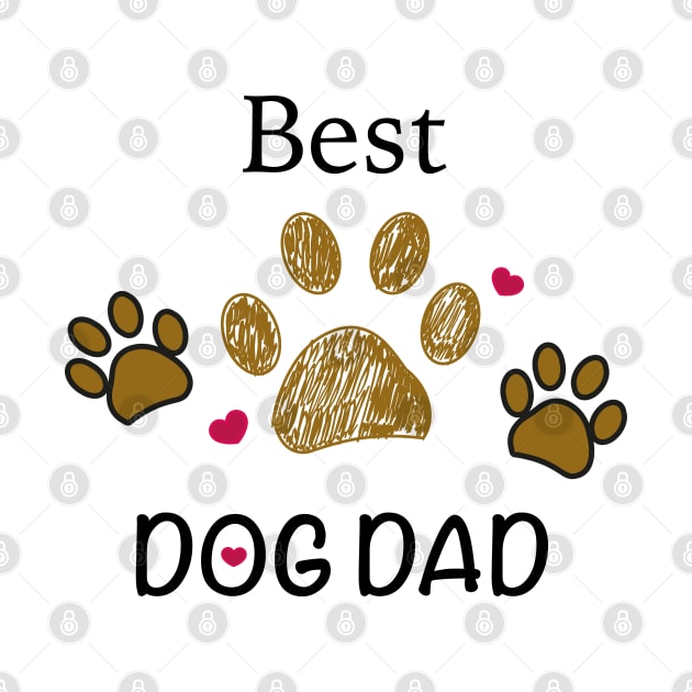 Brown paw print with hearts. Best dog dad text by GULSENGUNEL