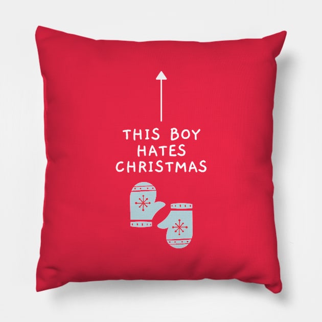 This Boy Hates Christmas - Funny Offensive Christmas (Red) Pillow by applebubble