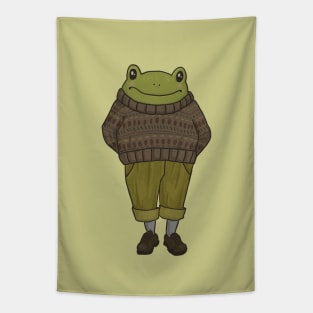 Funny Fashionable Frog Dad Sporting a Cool Sweater Tapestry