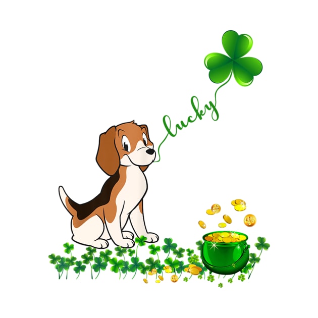 Beagle Dog Lucky Shamrock St Patricks Day by Pretr=ty