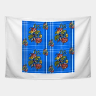 Florals On Plaids Tapestry