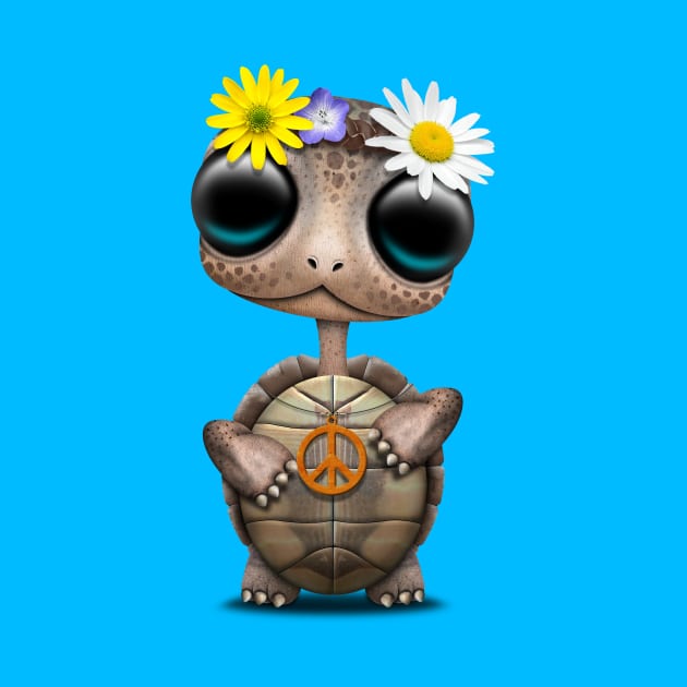 Cute Baby Turtle Hippie by jeffbartels