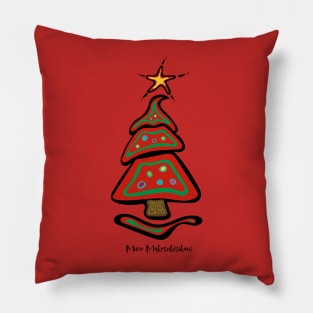 Merry Christmas Tree with Colourful Ornaments Mino Makosekisikaw Holiday Indigenous Ojibwe WAWEZHI CANADA Pillow