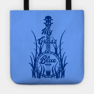 My Grass is Blue Bluegrass Lover Banjo Blue Tote