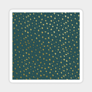 Snowflakes and dots - teal and gold Magnet