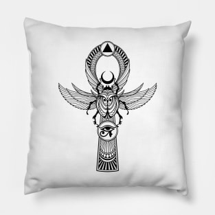 Egyptian Ankh with Scarab Pillow